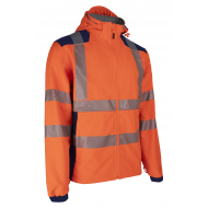 NEBULO FLUO NARANCS/SÖTÉTKÉK SOFTSHELL KABÁT
