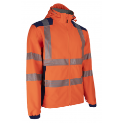 NEBULO FLUO NARANCS/SÖTÉTKÉK SOFTSHELL KABÁT