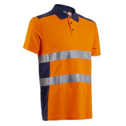OKI FLUO NARANCS/SÖTÉTKÉK RÖVID UJJÚ GALLÉROS PÓLÓ
