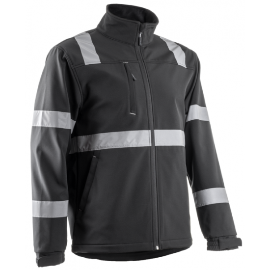 VIGILE FEKETE SOFTSHELL DZSEKI FÉNYV. CSÍKKAL_4XL
