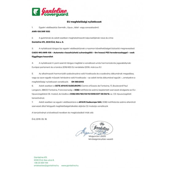 CADO-W6 VISSZAHÚZHATÓ ZUHANÁSGÁTLÓ_6M CADO-W6 VISSZAHÚZHATÓ ZUHANÁSGÁTLÓ_6M