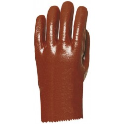 MÁRTOTT PVC KESZTYŰ, BORDÓ, SAV/LÚG/OLAJÁLLÓ, 27CM-ES