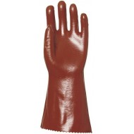 MÁRTOTT PVC KESZTYŰ, BORDÓ, SAV/LÚG/OLAJÁLLÓ, 36CM