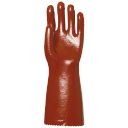 MÁRTOTT PVC KESZTYŰ, BORDÓ, SAV/LÚG/OLAJÁLLÓ, 40CM