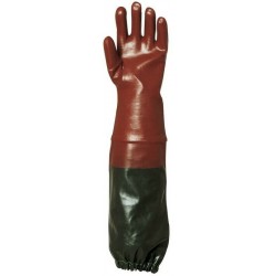 Mártott PVC kesztyű, bordó, sav-, lúg-, olajálló, 65 cm 