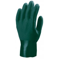 MÁRTOTT POLIMER KESZTYŰ, ZÖLD, VEGYSZERÁLLÓ, 27CM