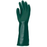 MÁRTOTT POLIMER KESZTYŰ, ZÖLD, VEGYSZERÁLLÓ, 40CM