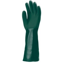 MÁRTOTT POLIMER KESZTYŰ, ZÖLD, VEGYSZERÁLLÓ, 40CM